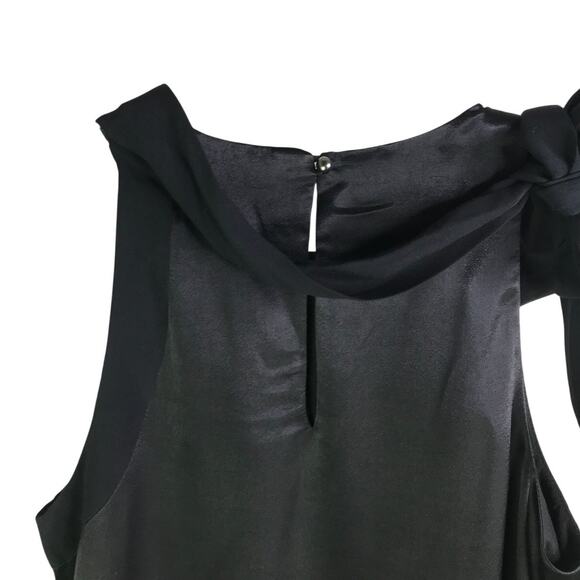 November Four Top Womens Size XS Black Shoulder Tie Sleeveless Button Back NWT - Picture 6 of 9